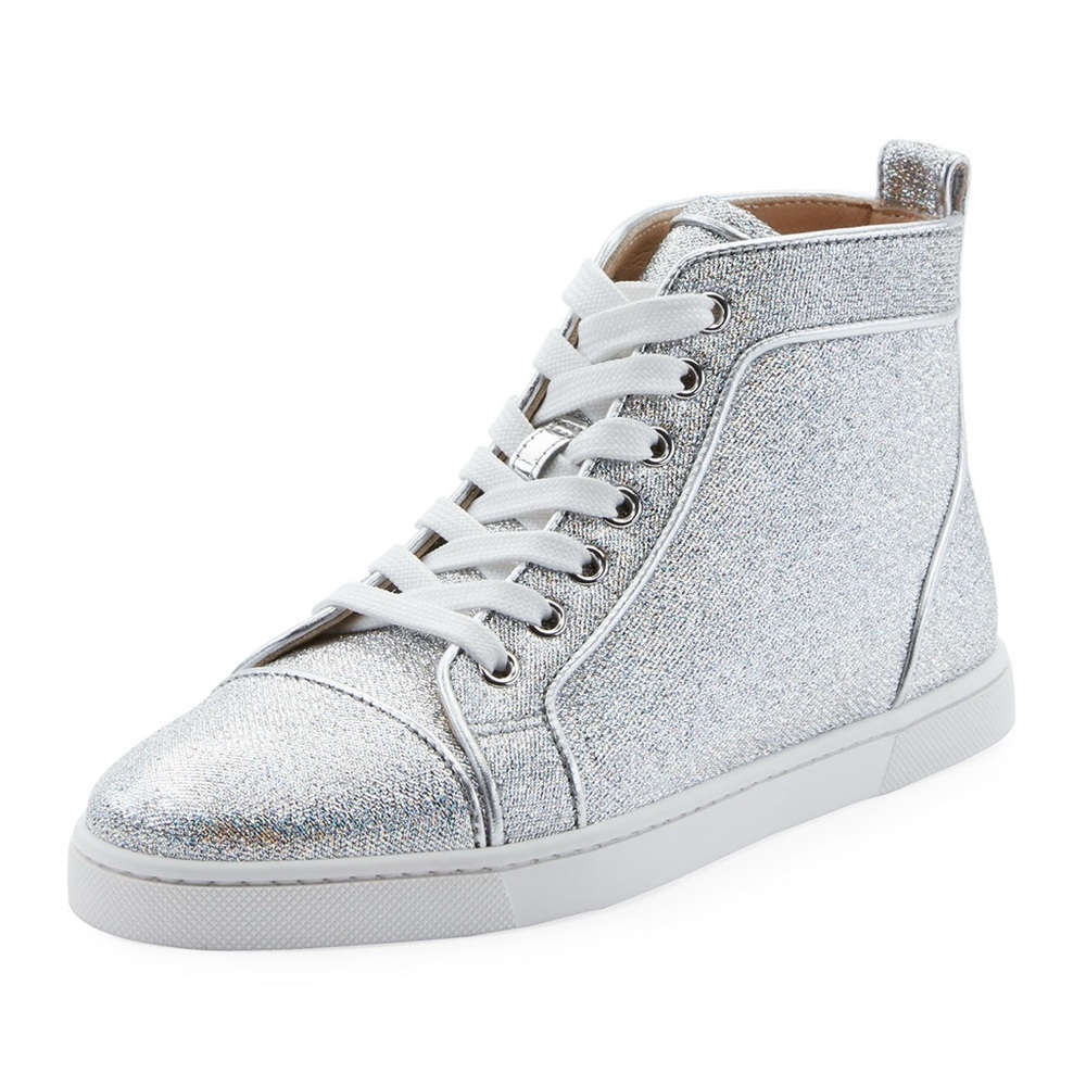 Christian Louboutin Orlato Flat high-top sneaker in silver glitter